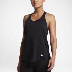 Nike Women’s Dri Fit Tank Elastika Size Small Black Open Cross back